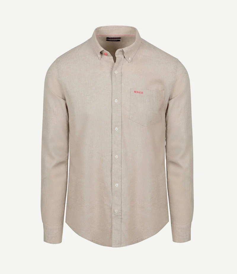 Shirt linnen blend beige