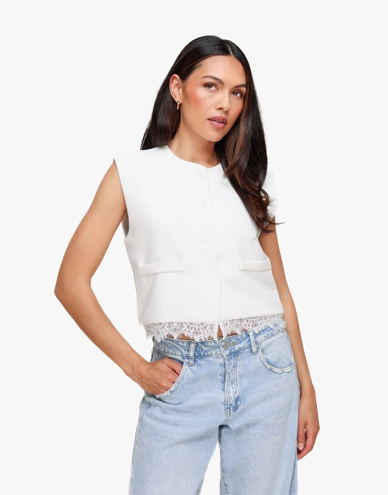 Witte Kanten Edit Cropped - Gilet