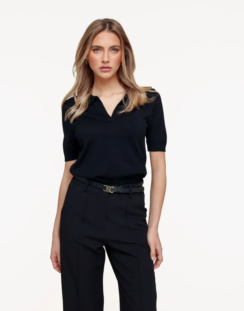 Zwarte Gebreide SS Polo - Top