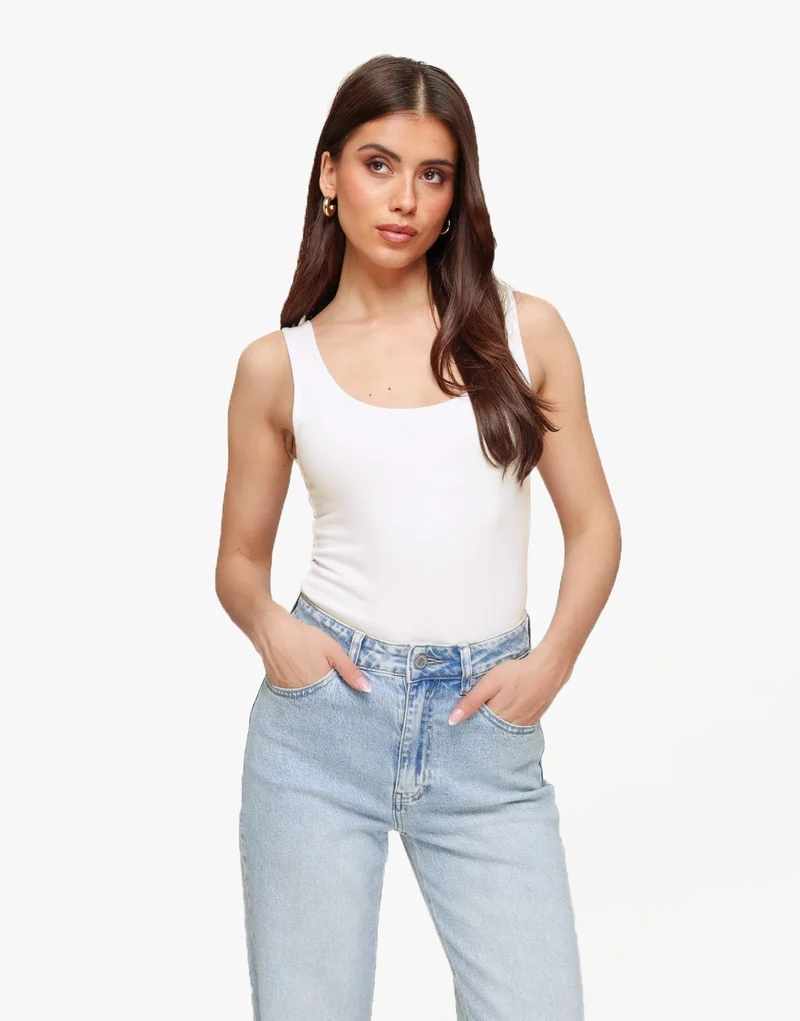 Creme Omkeerbare Mouwloze Basic - Top
