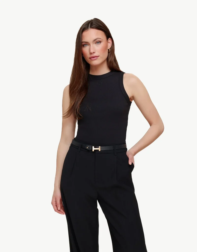 Zwarte Fine Rib - Top