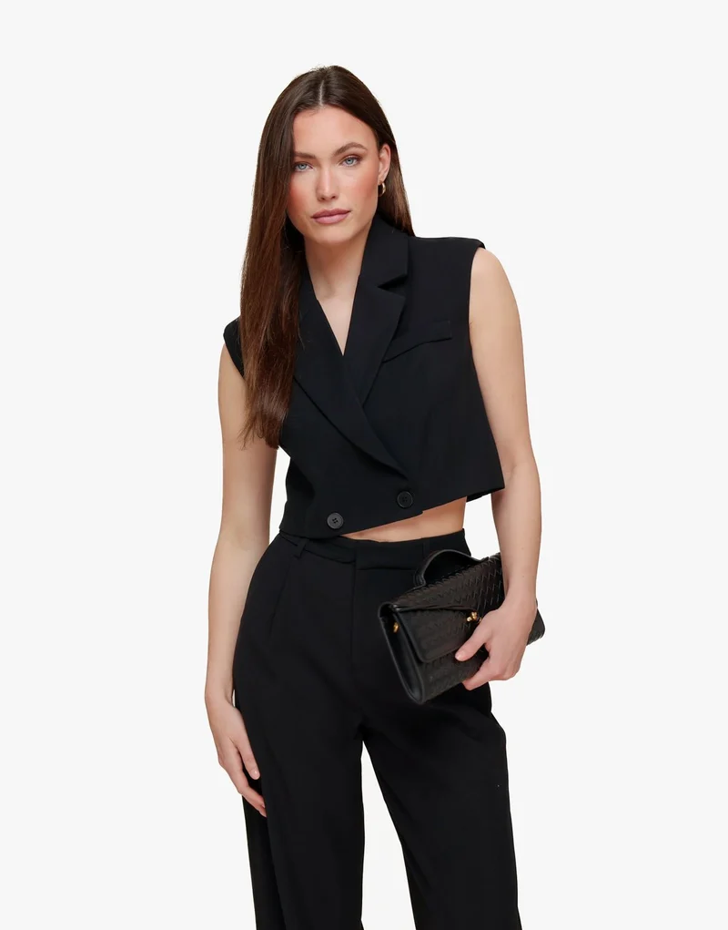 Zwarte Zomerse Classic Mouwloze Cropped - Top