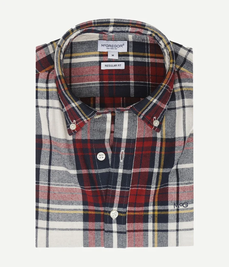 McGregor overhemd herringbone ruit rood blauw | Regular-fit