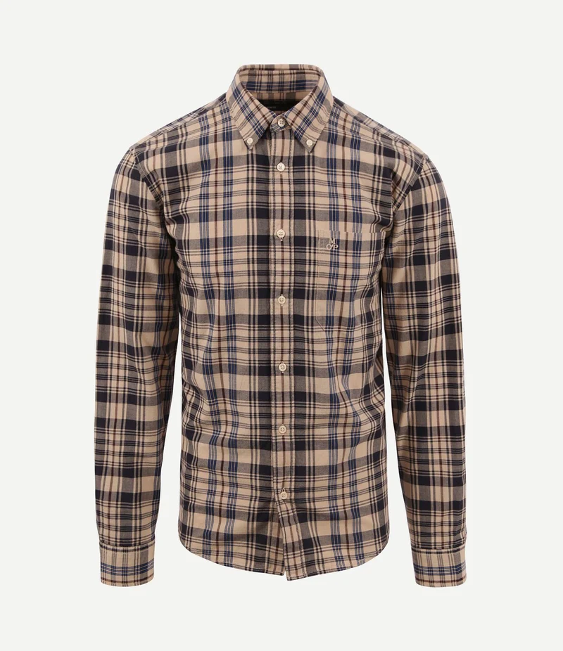 Overhemd ruiten beige