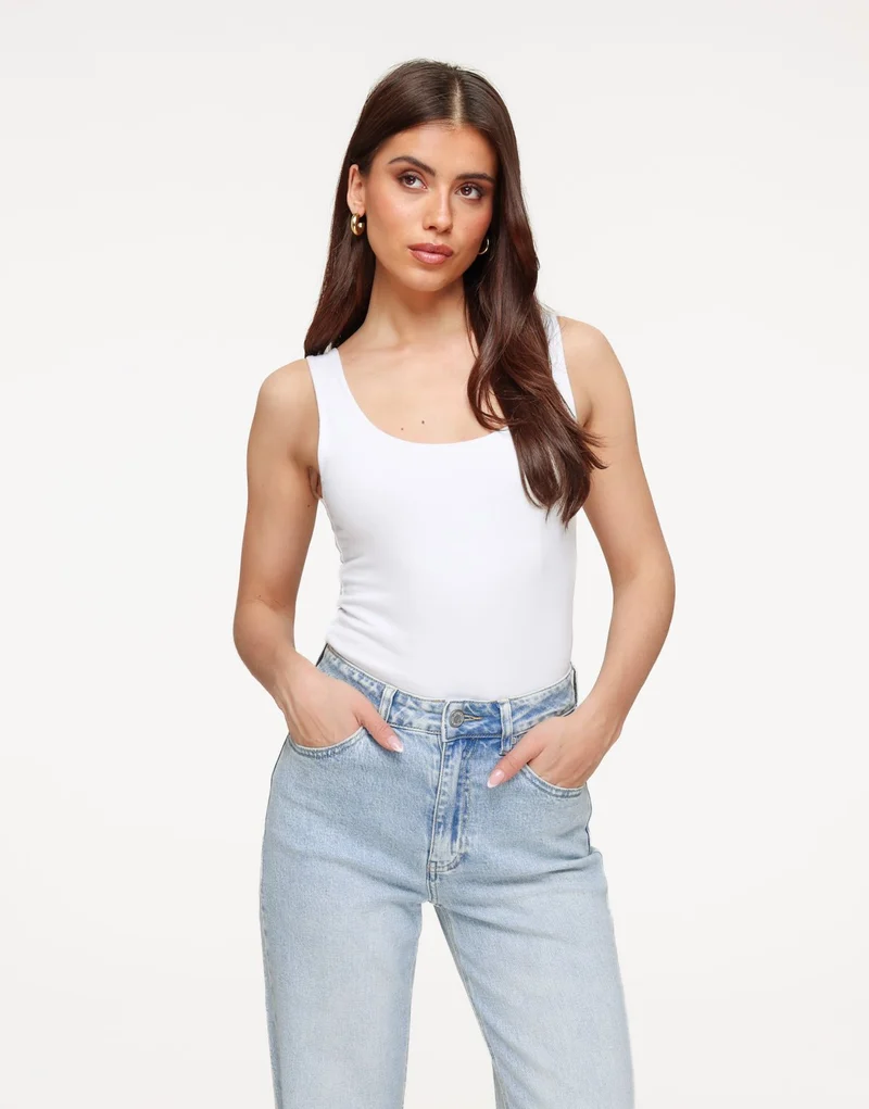 Witte Omkeerbare Mouwloze Basic - Top