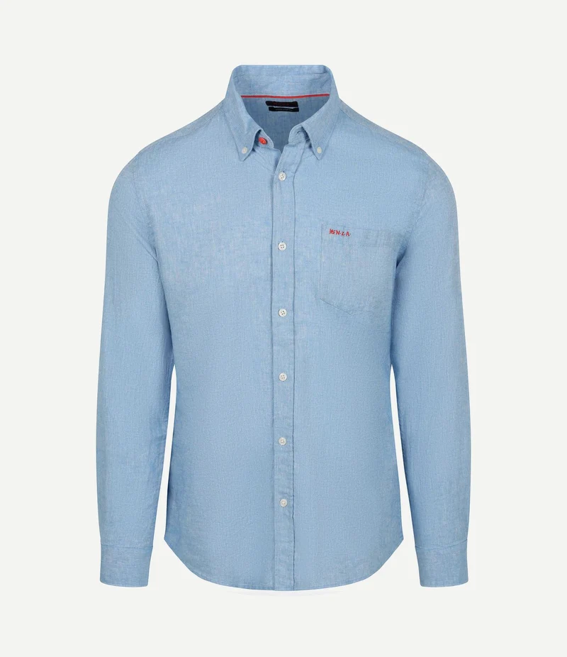 Shirt linnen blend sailing blauw