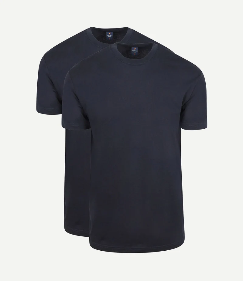 Obra t-shirt hoge ronde hals donkerblauw (2-pack)