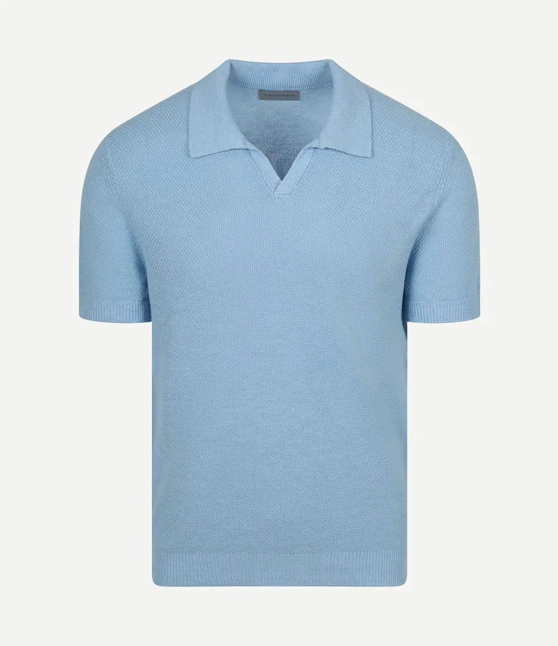 Polo riva bean linen cotton lichtblauw