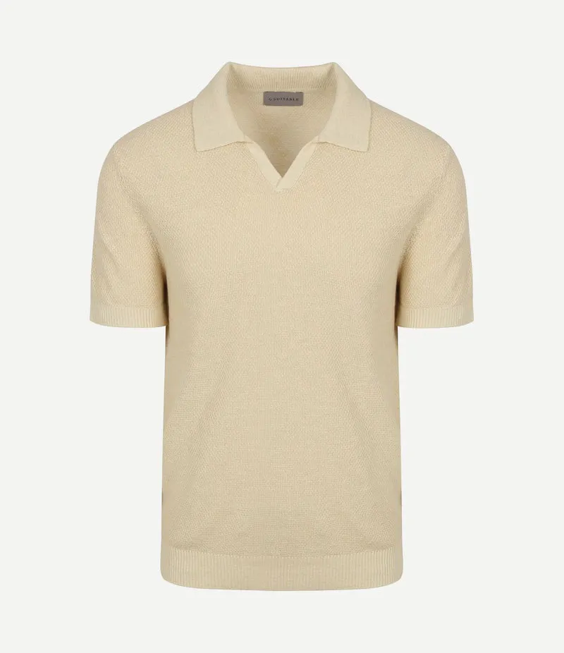 Polo riva bean linen cotton sand