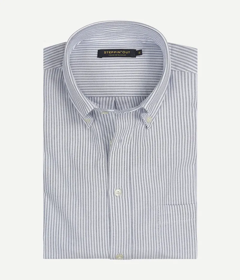 Steppin' Out overhemd Oxford streep donkerblauw | Regular-fit