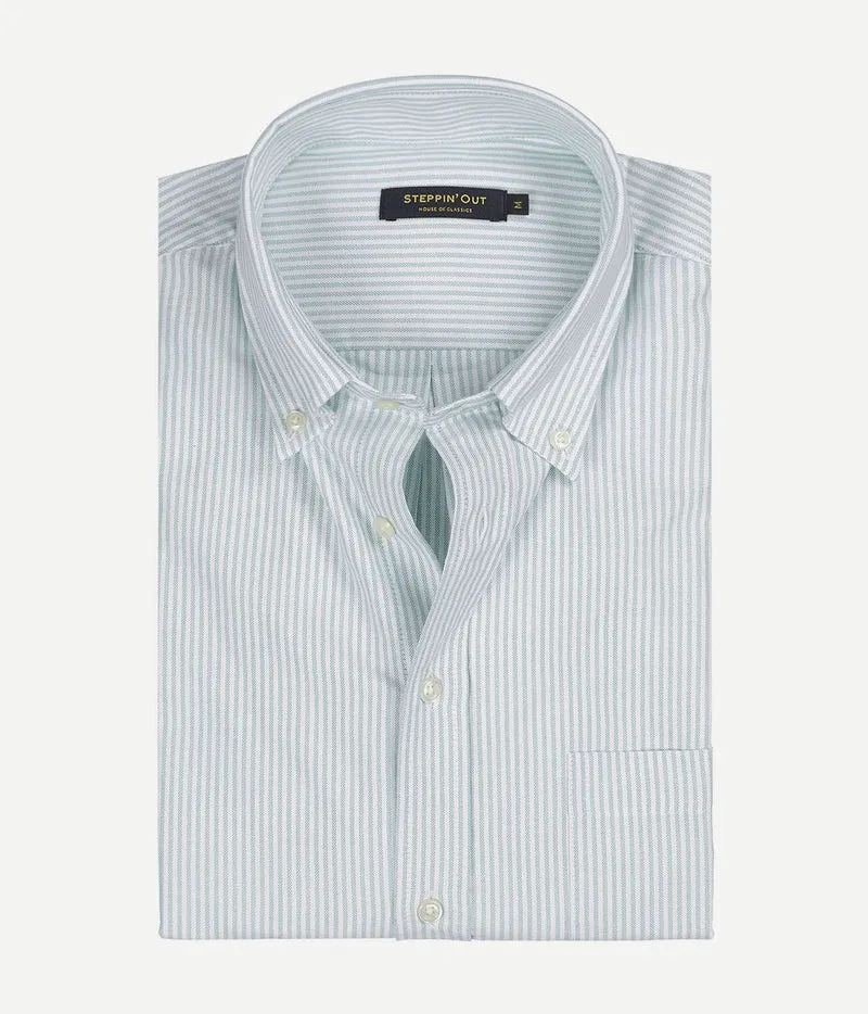 Steppin' Out overhemd Oxford streep regular fit button-down green