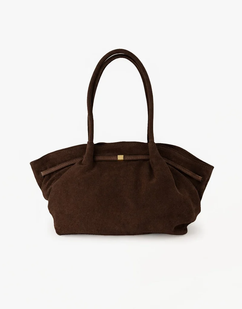 Donkerbruine Grote Suede Shopper - Tas