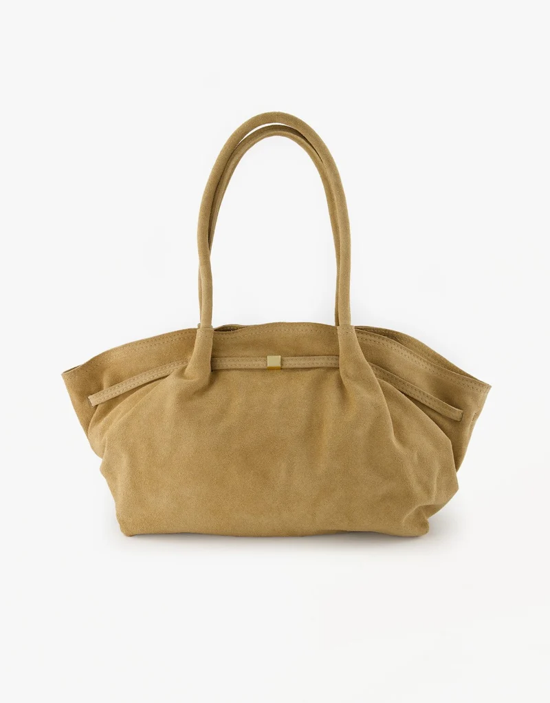 Beige Grote Suede Shopper - Tas