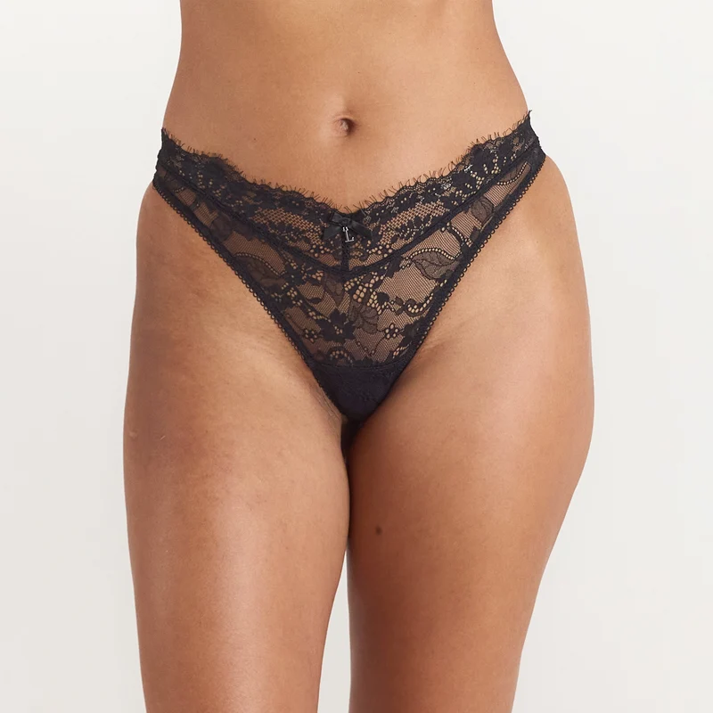Lace String - Zwart