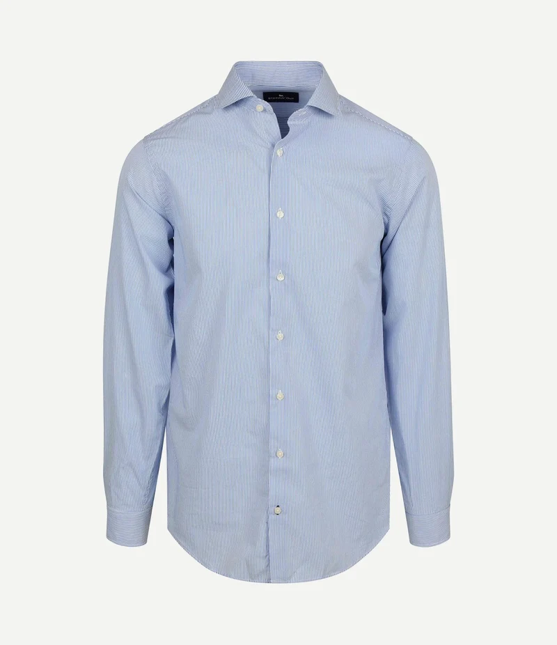 Overhemd twill streep lichtblauw