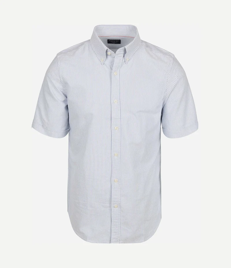 Short sleeve overhemd Oxford yale streep lichtblauw