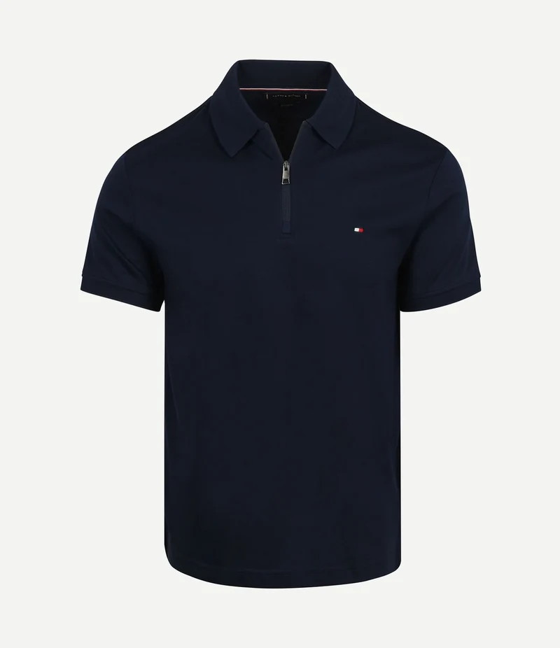 Half-zip polo interlock donkerblauw