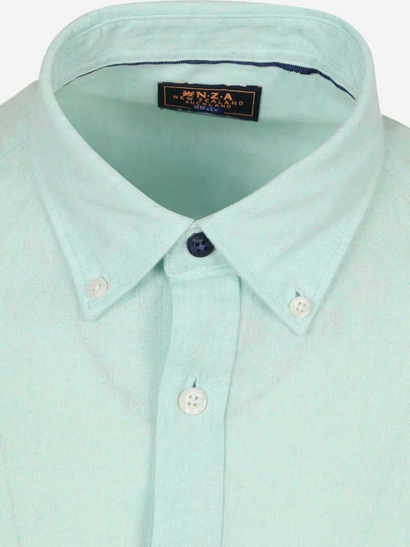 Shirt linnen blend aqua