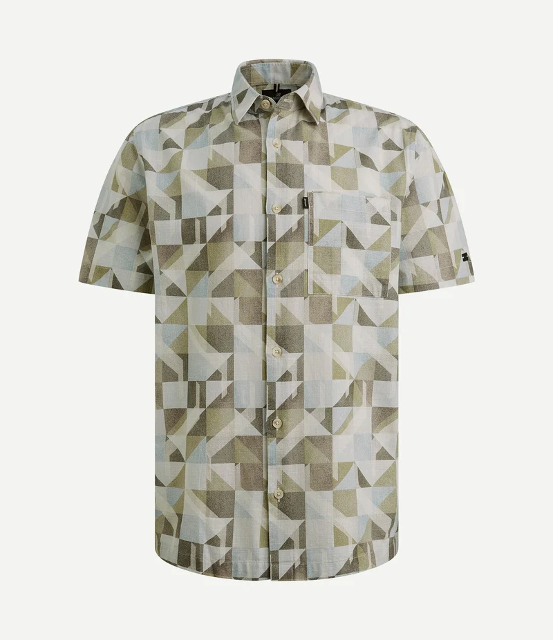 Short sleeve overhemd print groen