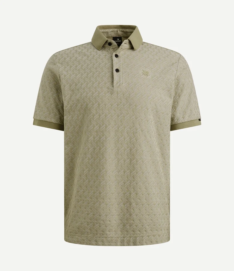 Knitted poloshirt jacquard print groen