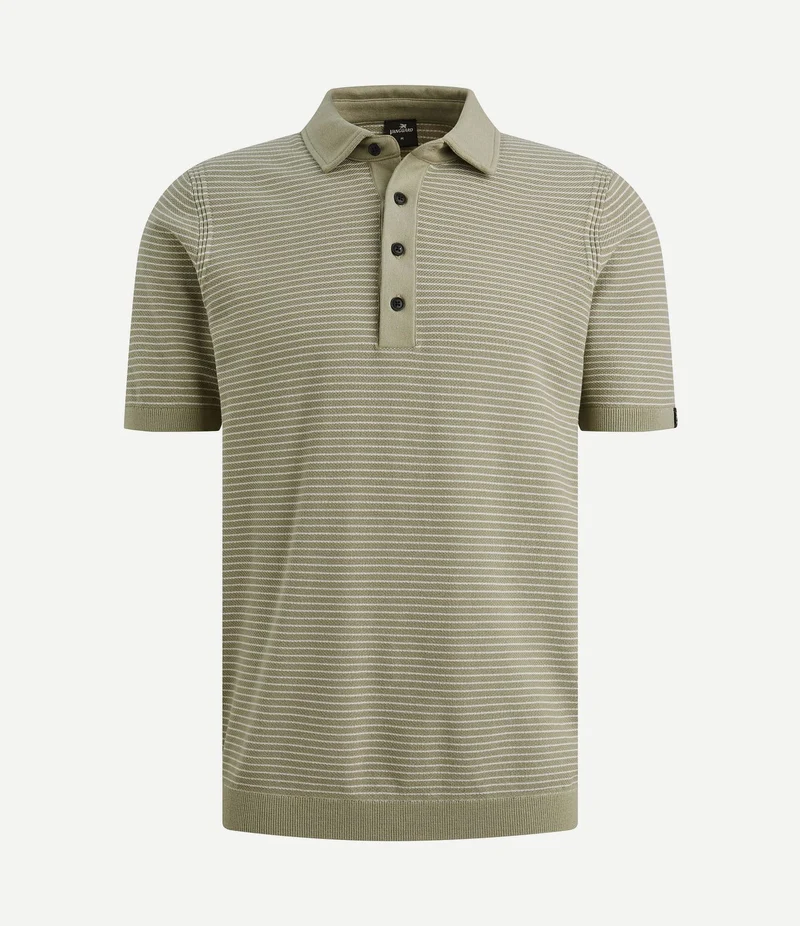 Knitted poloshirt streep groen