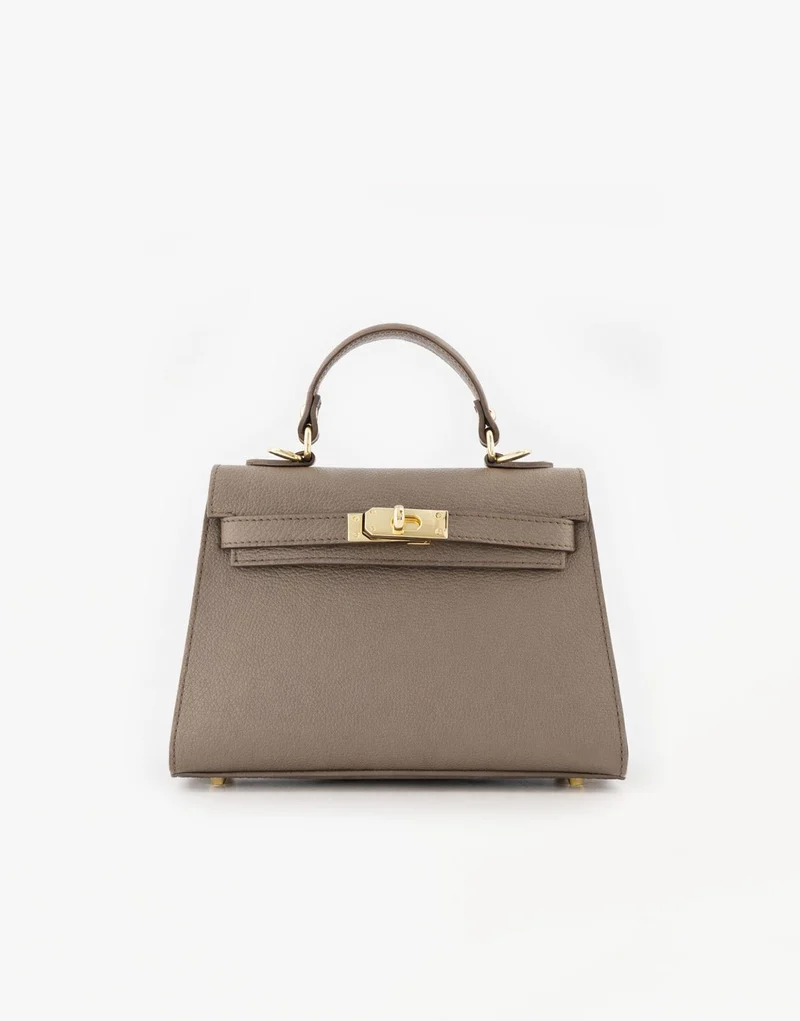 Donkertaupe Gouden Midi Detail - Tas