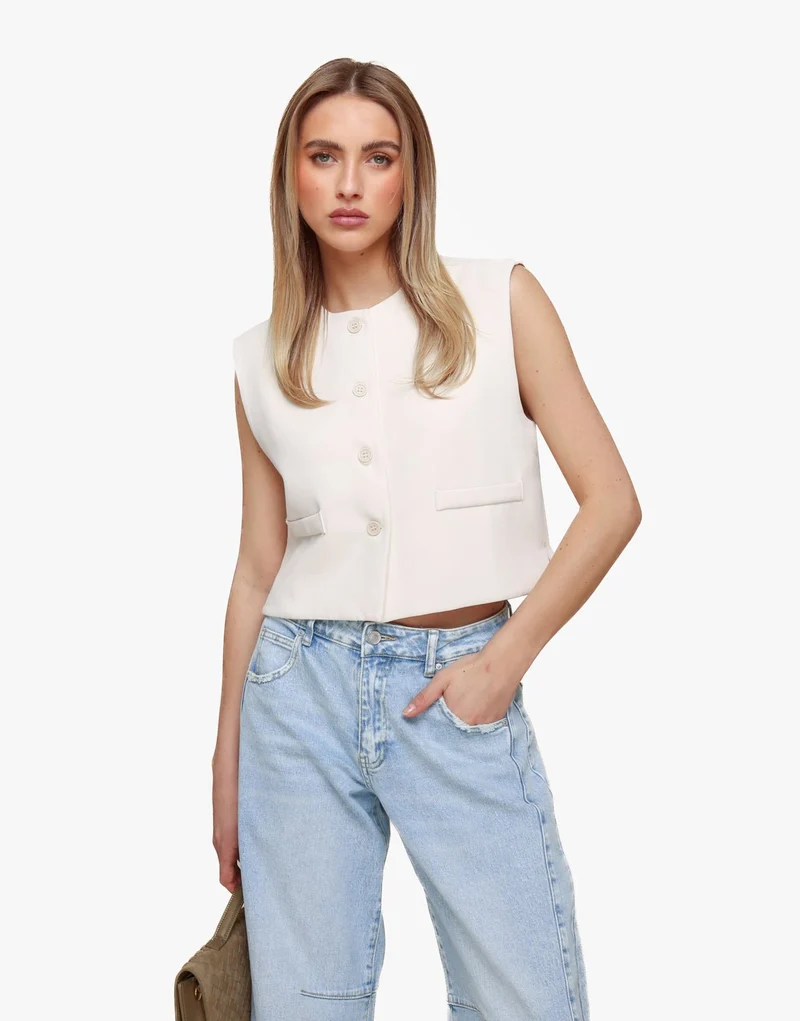 Beige Edit Cropped - Gilet