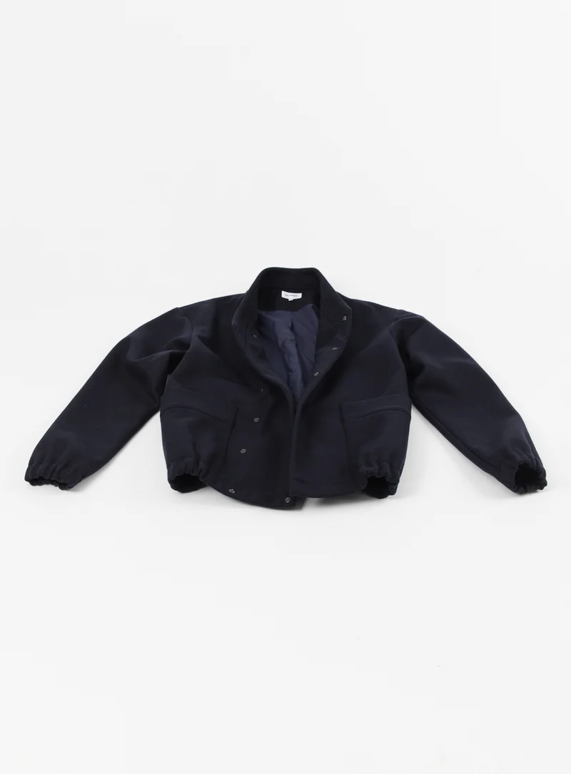 Kimono Bomber Jacket in Navy Blue Italian Wool
