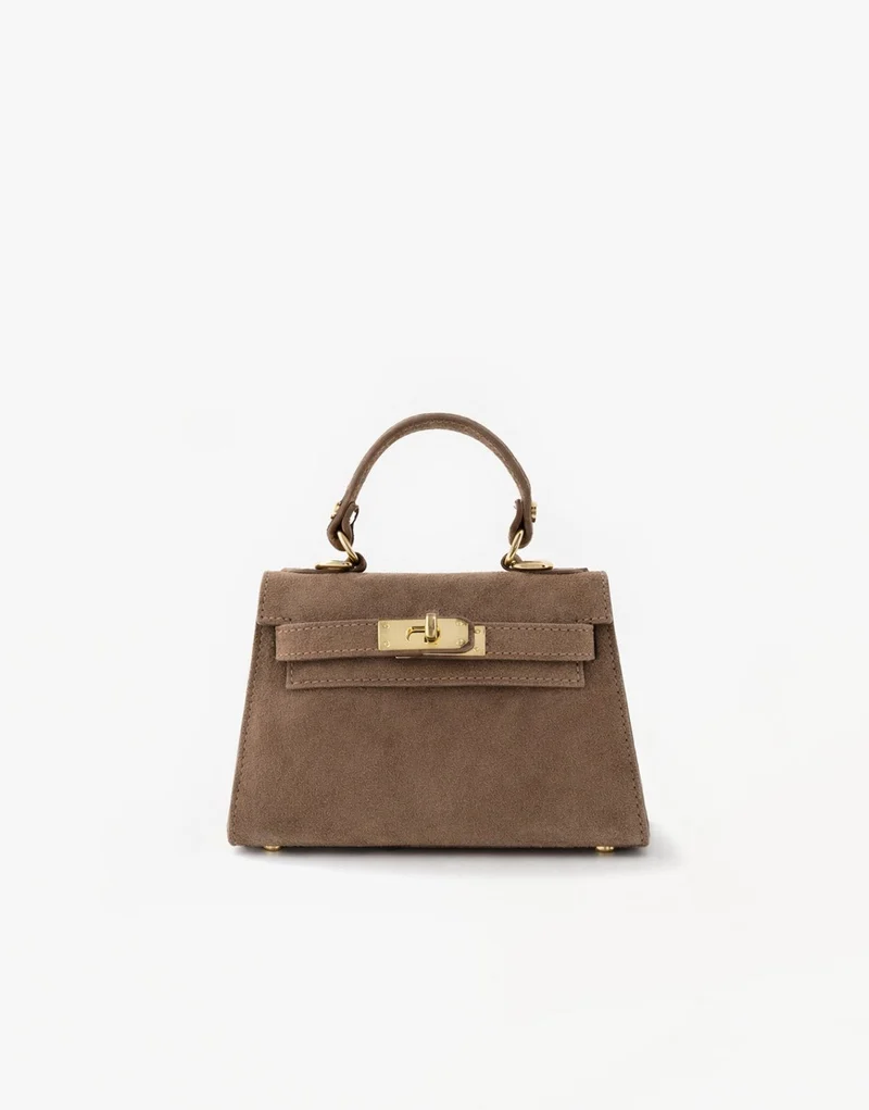 Taupe Suede Gouden Detail - Tas