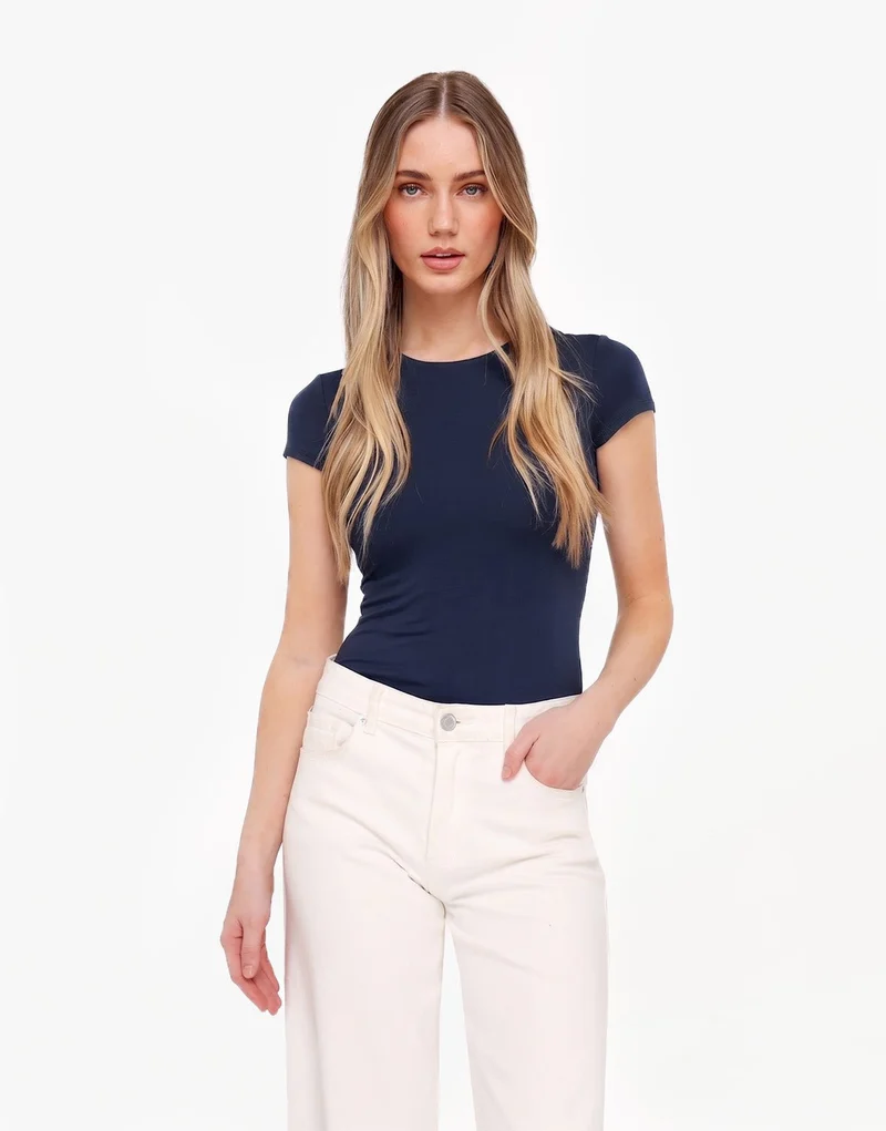 Donkerblauwe Basic SS - Top