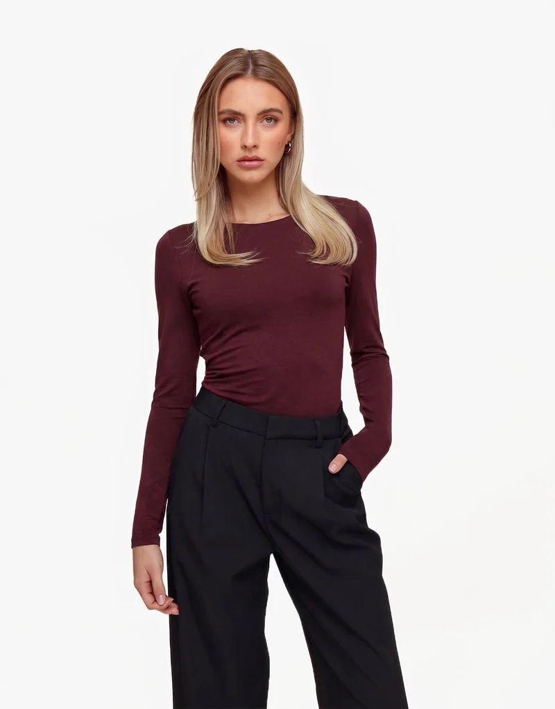 Burgundy Basic LS - Top