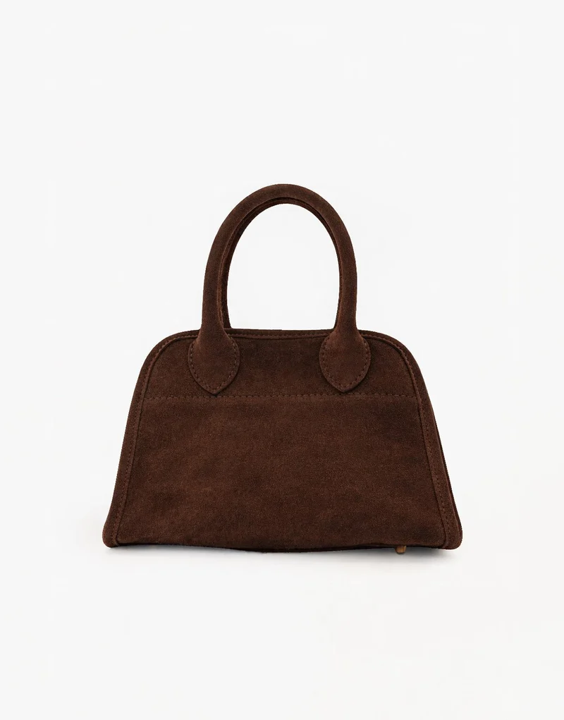 Donkerbruine Suede - Handtas