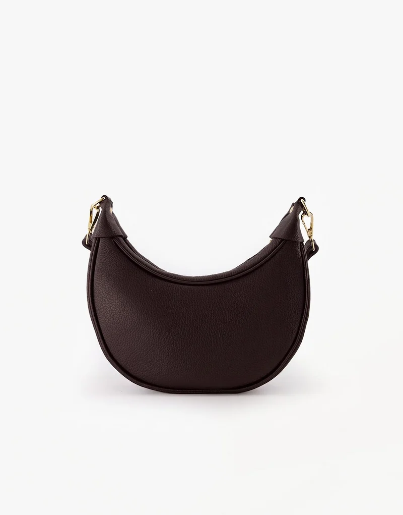 Donkerbruine Half Ronde Leren - Tas