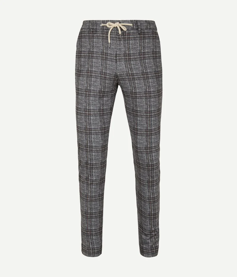 Suitable chino ruiten donkergrijs