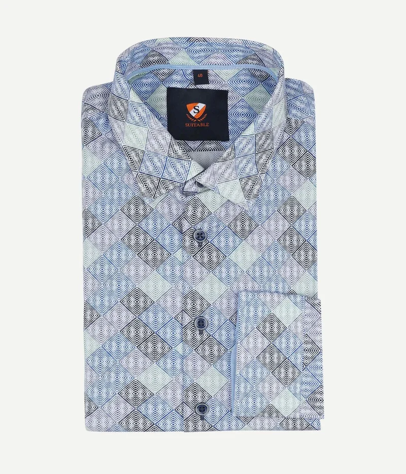Suitable twill overhemd ruiten blauw