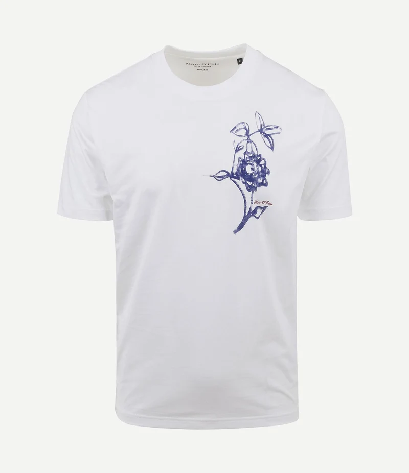 T-shirt bloem wit