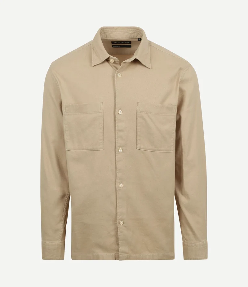 Overhemd twill flanel beige