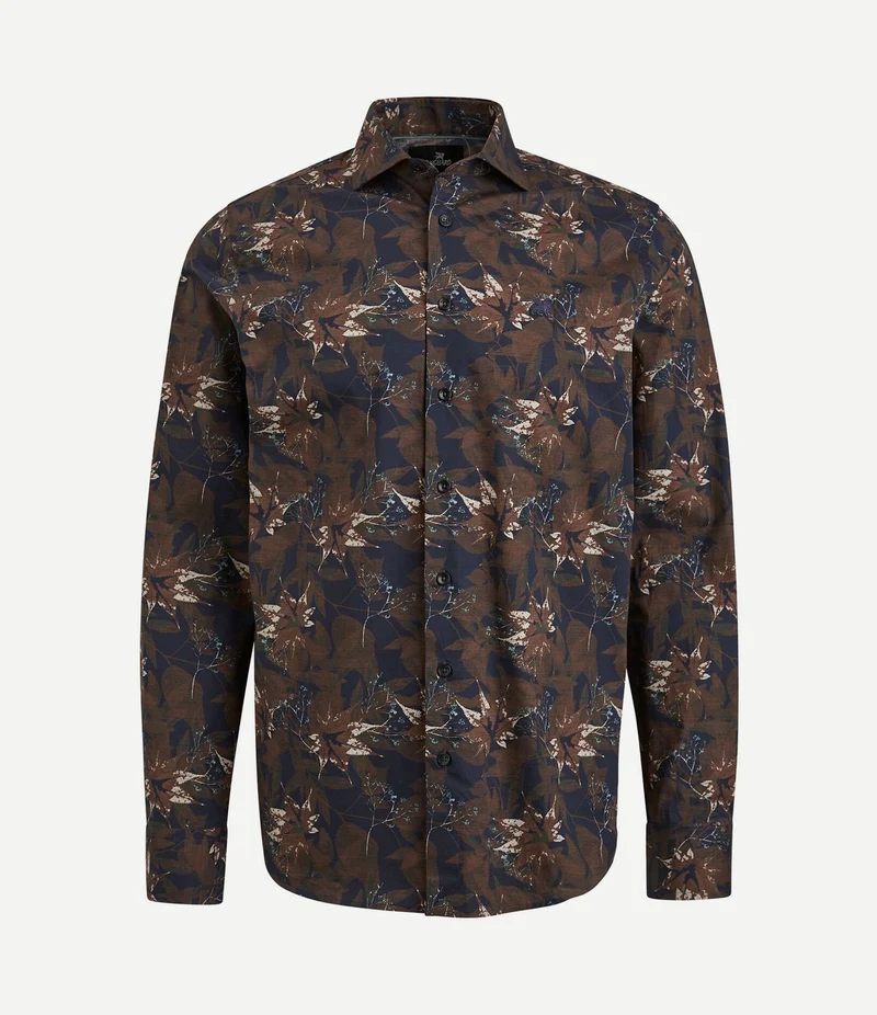 Overhemd print donkerblauw