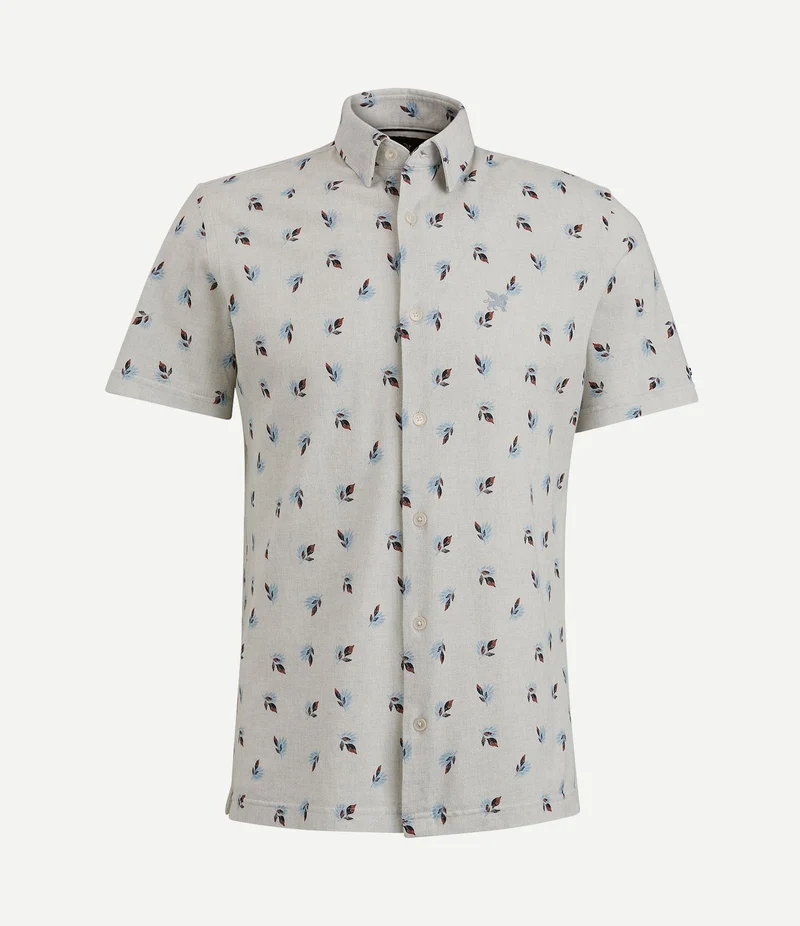 Short sleeves overhemd print grijs