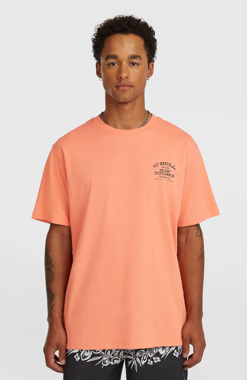 Melange Chest-Print T-shirt | Funky Peach