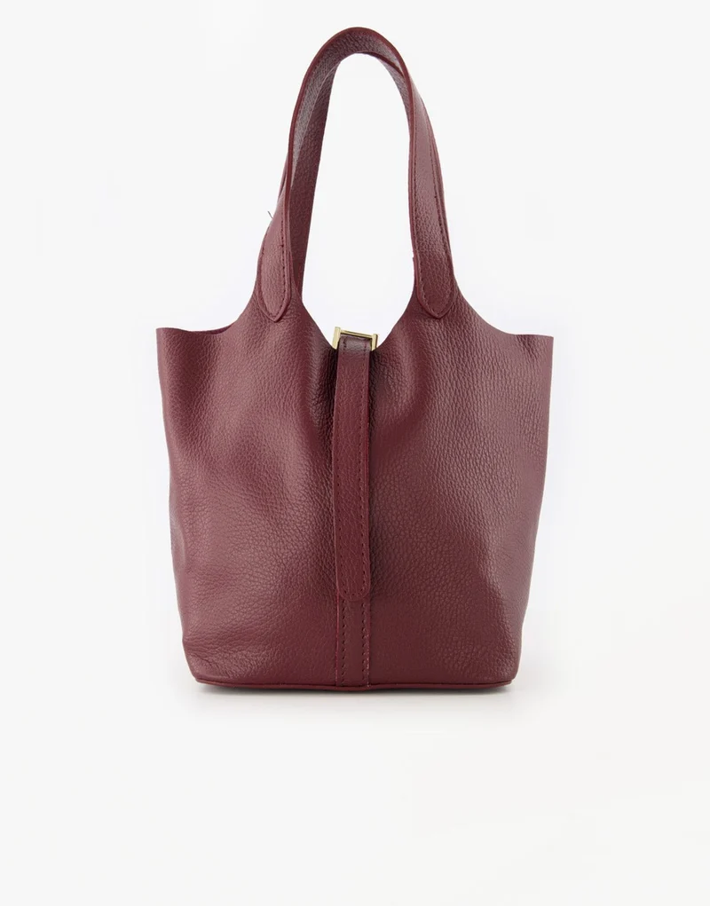 Burgundy Leren Gesp - Tas