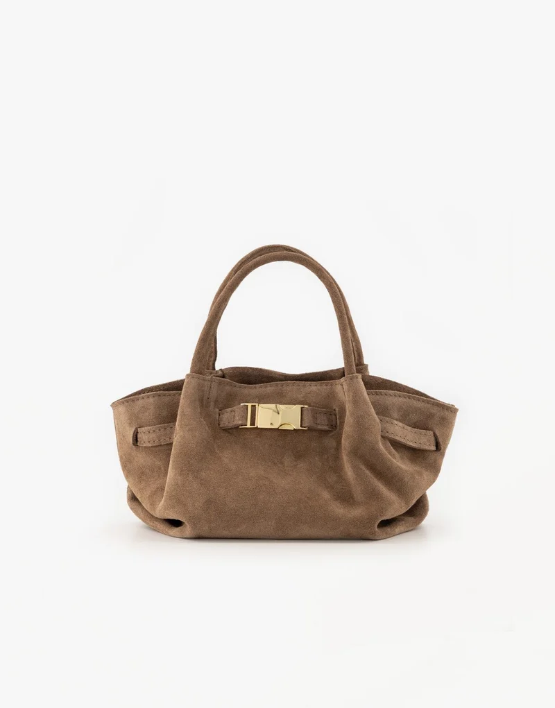 Taupe Suede Shopper - Tas