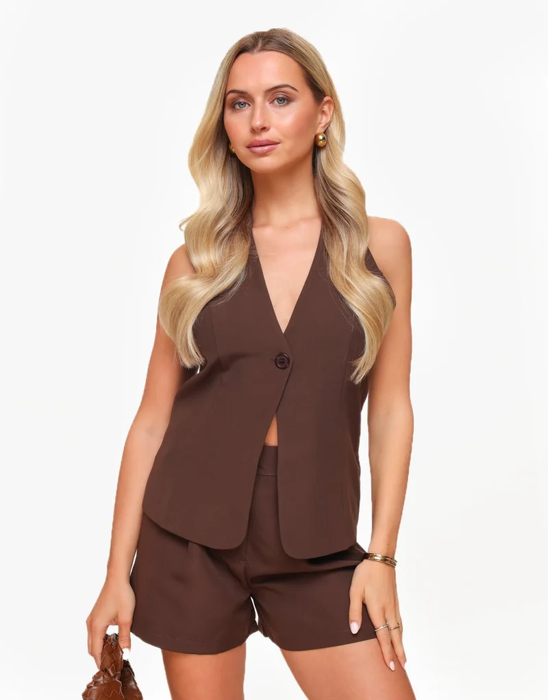Donkerbruine Lage Halter - Gilet