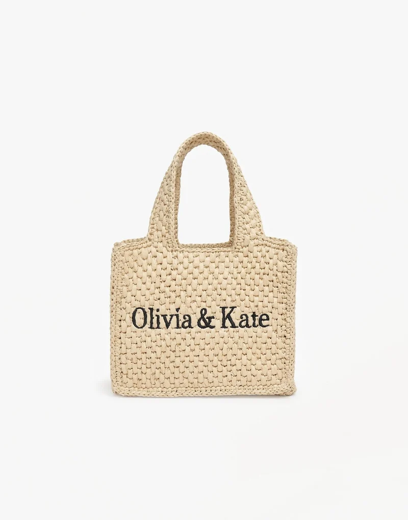 Beige Kleine Vierkante Olivia & Kate Gewoven - Tas