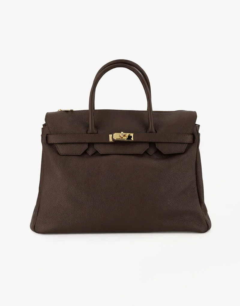 Donkerbruine Grote Gouden Details - Tas