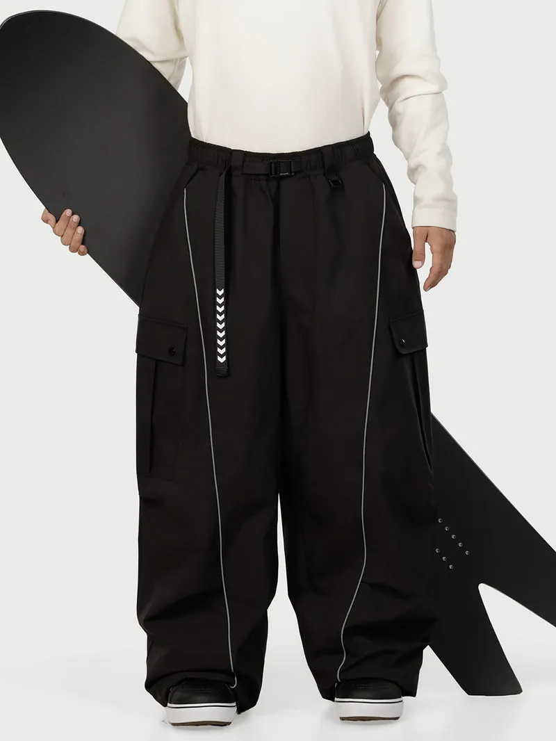 Men's Wild Motion Reflective Cargo Pockets Extra Baggy Snow Pants
