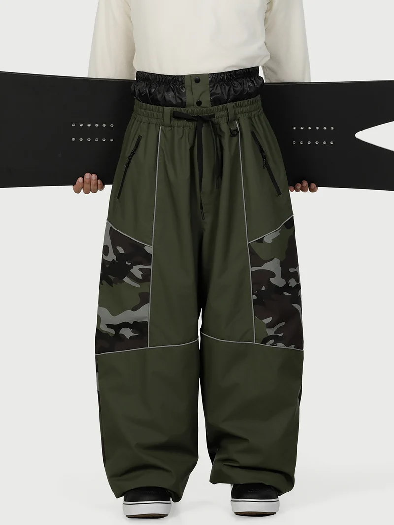 Men's Wild Motion Multi Pocket Reflective Colorblock Super Baggy Snow Pants