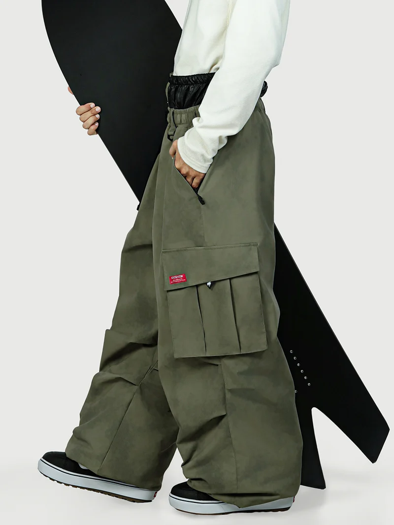 Men's Functional Street Utility Belt Cargo Multi Pocket Baggy Snow Pants