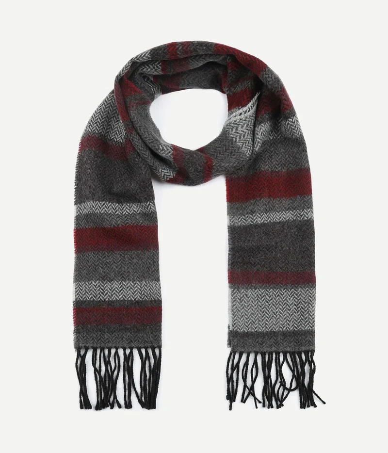 Suitable heren sjaal rood grijs