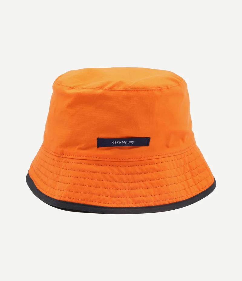 Reversible bucket hat donkerblauw oranje